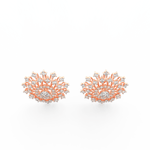 Top view of rose gold solitaire earrings featuring round lab grown diamonds in elegant minimalist design.
