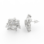 Side profile of white gold diamond ring with dual solitaire lab grown diamonds and sleek open band.
