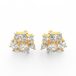 Top view of yellow gold Elira ring with pear and oval lab grown diamonds perfectly set in open-top design.
