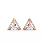 Front view of Eternal Elegance rose gold diamond studs with lab grown diamonds in a clean, polished setting.
