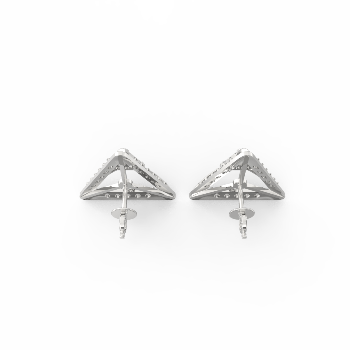 Top view highlighting white gold round setting with shimmering lab grown diamonds.
