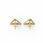 Top view of yellow gold diamond earrings with elegant round silhouette and lab grown sparkle.
