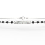 Front view of Eternal Noir white gold mangalsutra bracelet with lab grown diamonds and black bead detail.
