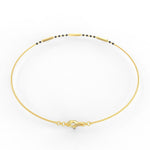 Side profile of yellow gold mangalsutra bracelet featuring lab grown diamonds, BIS Hallmarked gold, and secure clasp.
