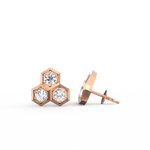 Side profile of rose gold earrings with secure push-back clasp and lightweight design.
