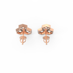 Top view highlighting rose gold polished round setting with centered lab grown diamond.
