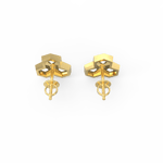 Top view showing polished yellow gold round setting with center lab grown diamond.
