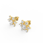 Angled image highlighting the brilliant-cut lab grown diamonds set in polished yellow gold solitaire studs.
