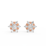 Rose gold solitaire diamond earrings shown from front, crafted with lab grown diamonds for modern shine.
