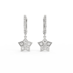 White gold Ethereal Spark drop earrings featuring curved drop silhouette and SGL certified lab grown diamonds.

