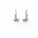 Top-down view showing white gold soft curve design with aligned lab grown diamonds.
