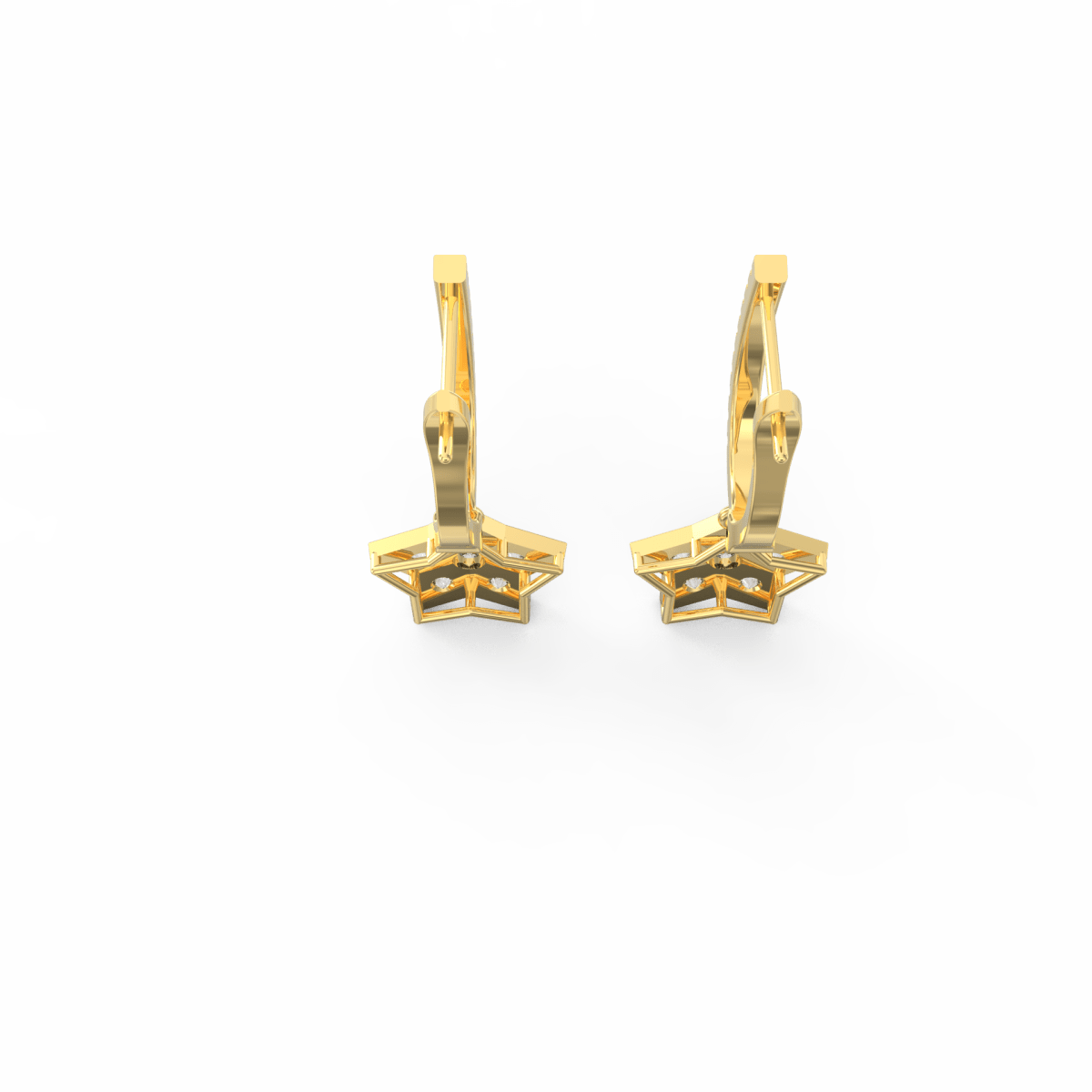 Top-down view showing yellow gold gentle curve with precisely aligned lab grown diamonds.
