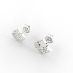Angled image highlighting brilliant lab grown diamonds set in white gold with secure push-back closure.

