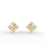 Round yellow gold stud earrings with SGL certified lab grown diamonds, styled for soft radiance and comfort.
