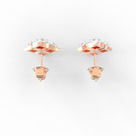 Top view showing circular rose gold earrings with centrally placed lab grown diamonds for a polished everyday look.

