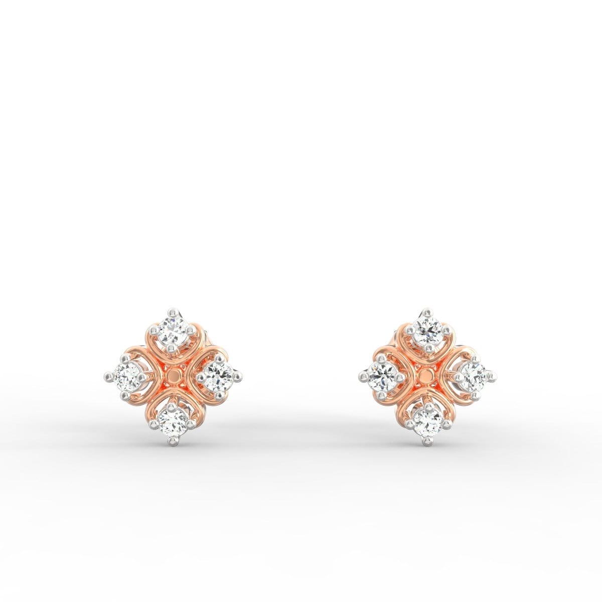 Petite rose gold lab grown diamond earrings with a polished round setting and soft sparkle.
