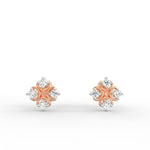 Petite rose gold lab grown diamond earrings with a polished round setting and soft sparkle.
