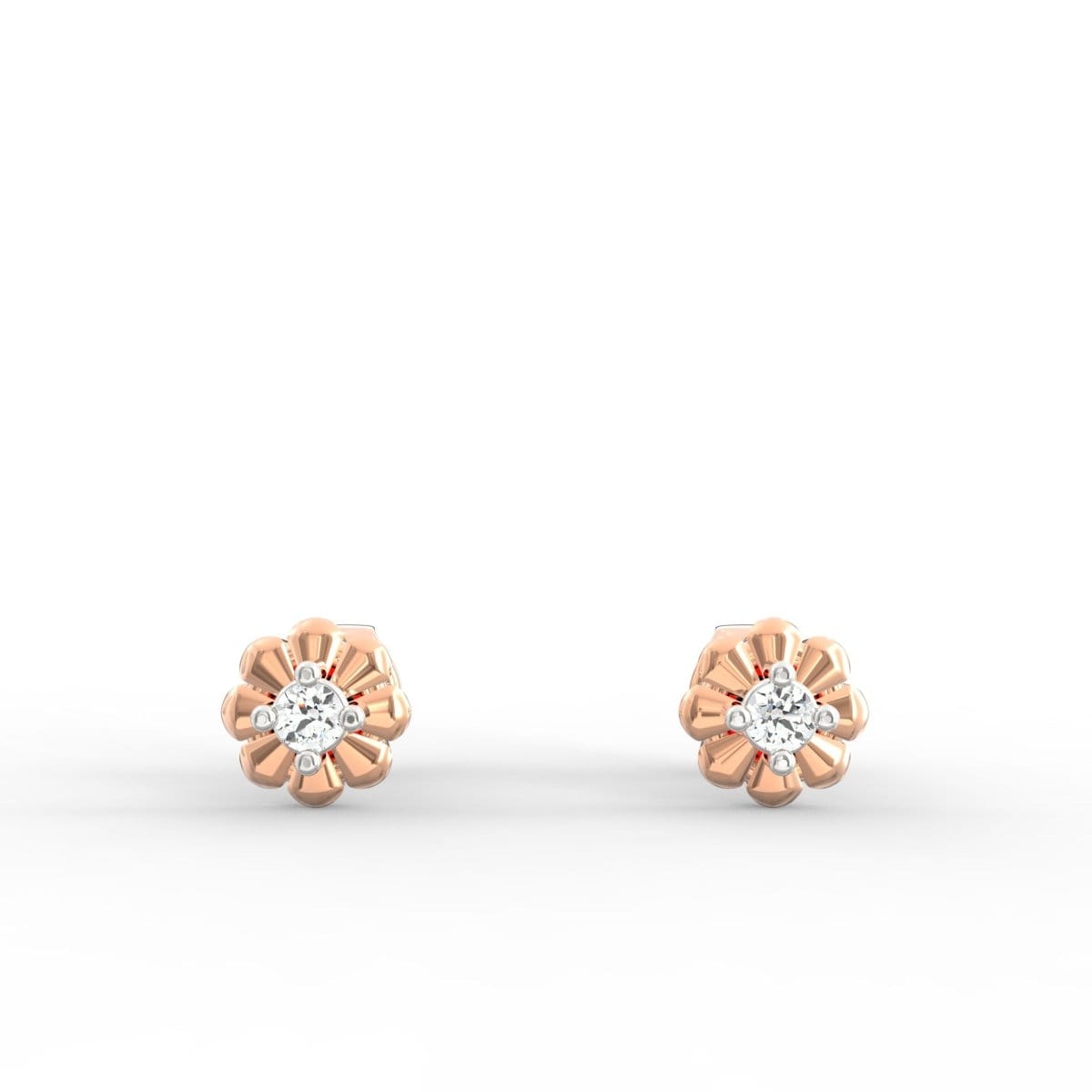 Front view of rose gold Graceful Whispers earrings with round SGL certified lab grown diamonds.
