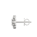 Side image of white gold earrings with elegant sparkle and push-back design.
