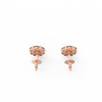 Top perspective of rose gold shimmering studs set with certified lab grown diamonds.
