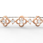 Front view of Obsidian Glamour rose gold mangalsutra bracelet featuring lab grown diamonds and black beads arranged on smooth polished links.
