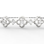 Front view of Obsidian Glamour white gold mangalsutra bracelet featuring polished chain with lab grown diamonds and black bead accents.
