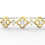 Front view of Obsidian Glamour yellow gold mangalsutra bracelet featuring alternating lab grown diamonds and black beads on polished gold chain.
