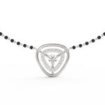 Front view of Opulent Essence white gold mangalsutra with cluster pendant set with lab grown diamonds.
