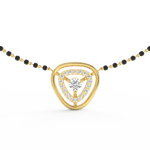 Front view of Opulent Essence yellow gold mangalsutra featuring elegant cluster pendant with lab grown diamonds.

