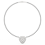 Side profile of white gold Opulent Essence mangalsutra with lab grown diamonds, smooth finish, and secure clasp.
