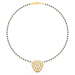 Side profile of yellow gold mangalsutra with traditional cluster pendant, BIS Hallmarked gold, and secure clasp.
