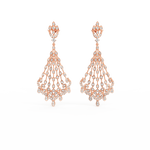 Front view of Opulent Radiance rose gold diamond drop earrings with smooth lines and shimmering lab grown diamonds.
