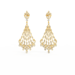 Front view of Opulent Radiance yellow gold diamond drop earrings with sleek polished lines and lab grown diamonds.

