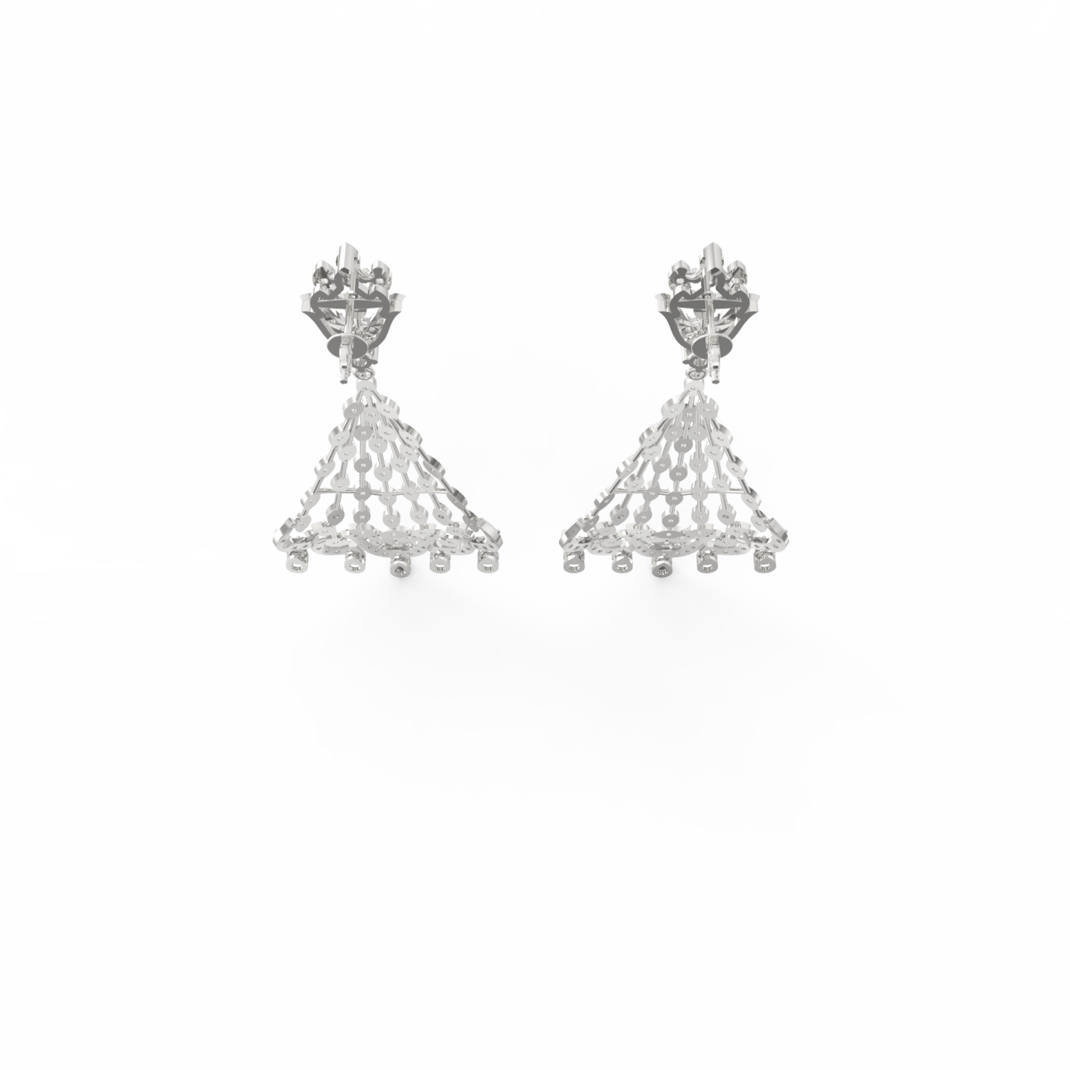 Top-down view highlighting the white gold polished drop design and shimmering diamonds.
