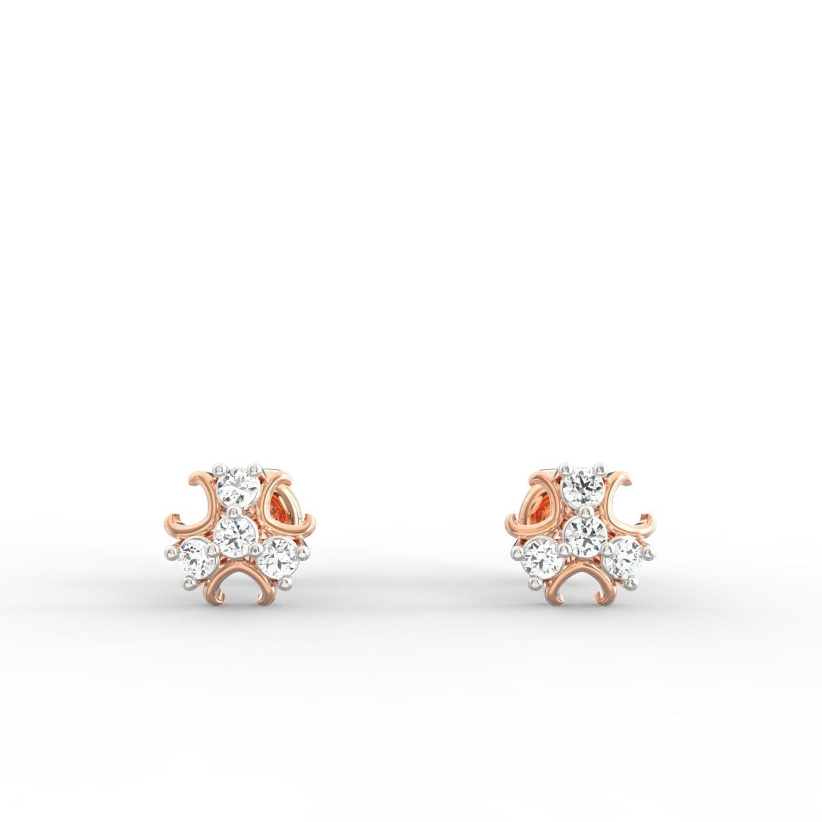 Petite brilliance stud earrings in rose gold with lab grown diamonds, ideal for daily elegance.
