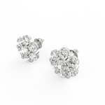 Angled view of white gold shimmering diamond studs crafted for daily polish.
