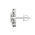 Side profile of white gold diamond studs with secure push-back and soft elegant glow.
