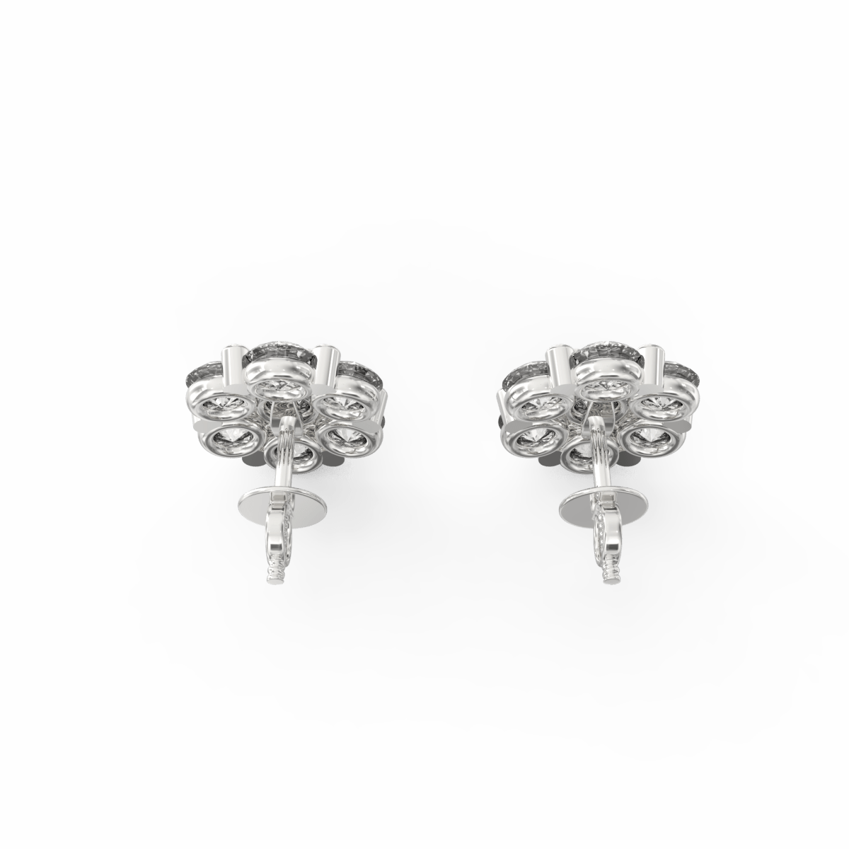 Top view highlighting the circular white gold setting with shimmering lab grown diamonds.
