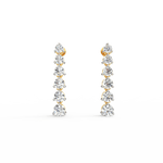 Front view of Radiant Symphony yellow gold diamond drop earrings with elegant cascading design and lab grown diamonds.
