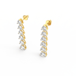 Top view highlighting yellow gold drop structure with precisely aligned lab grown diamonds.
