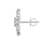 Side profile highlighting white gold bezel setting and push-back lock of elegant round studs.
