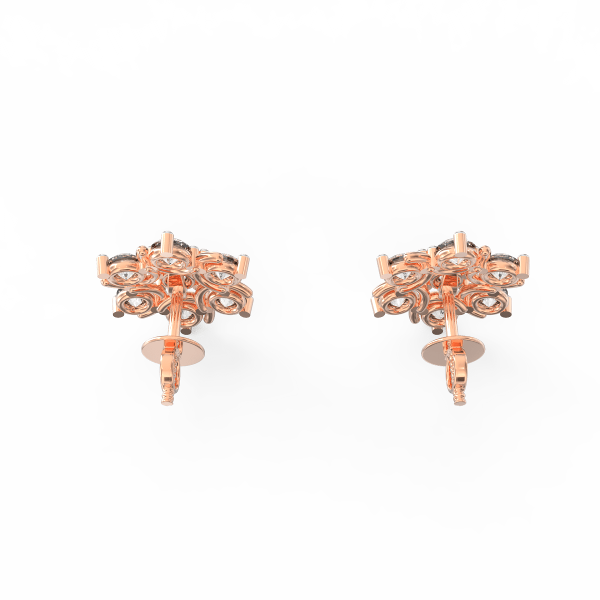 Top perspective highlighting the structured circular rose gold setting with brilliant diamond center.
