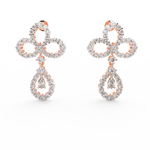 Front view of Seraphina rose gold diamond drop earrings with pear-shaped lab grown diamonds and polished finish.
