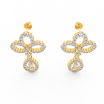 Top view of yellow gold Seraphina earrings highlighting pear solitaire lab grown diamonds in elegant drop silhouette.
