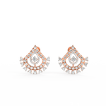 Front view of Timeless Charm rose gold diamond drop earrings with aligned lab grown diamonds in elegant drop shape.
