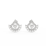 White gold Timeless Charm drop earrings with lab grown diamonds in clean linear arrangement and polished finish.
