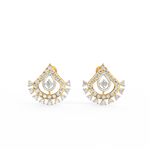 Front view of Timeless Charm yellow gold drop earrings with SGL certified lab grown diamonds in elegant linear design.
