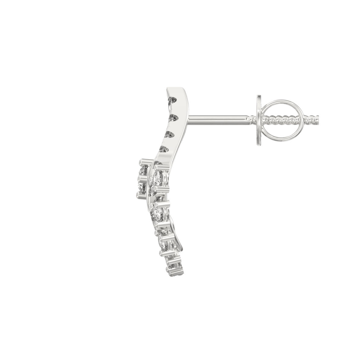 Side profile of white gold drop earrings with hook clasp and lightweight, graceful design.
