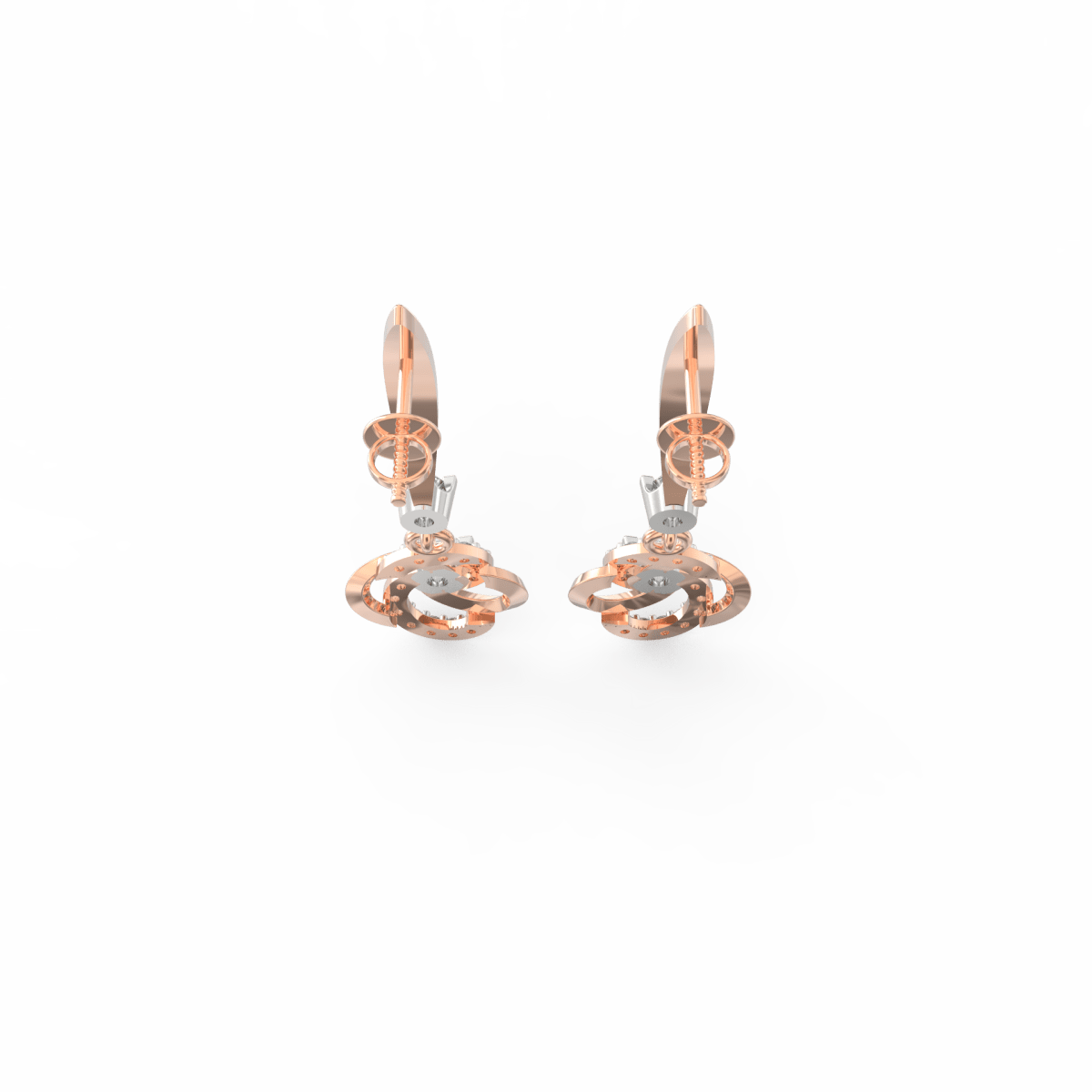 Top view showing rose gold round silhouette with centered lab grown diamond sparkle.
