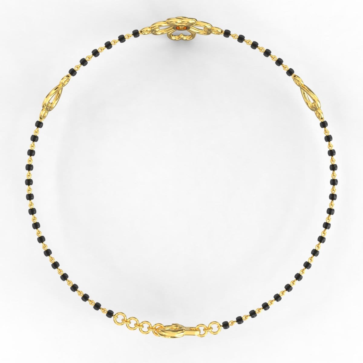 Overhead image capturing the full bracelet layout, beads, and central motif alignment.

